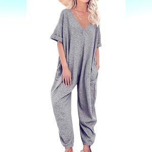 Boutique gray short sleeve onesie Jumpsuit size large